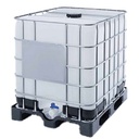 [CUVE-PE-AER-1000B §] 1000L WHITE PLASTIC CUBI CONTAINER ON PLASTIC PALLET WITH VALVE